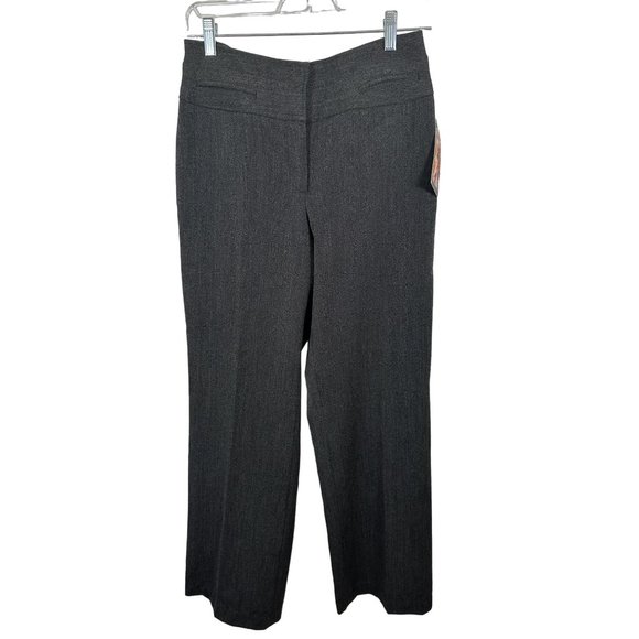 NWT Dalia Collections Womens Pants Size 4 Y2K Gray Zip Slacks Stretch - Picture 1 of 14